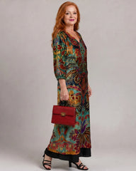 Valmira | Ornate Bohemian Print Loose Fit Midi Dress