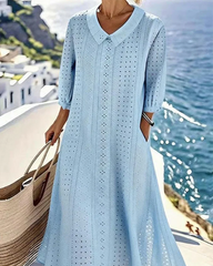 Autumn – Elegant Eyelet Midi Dress