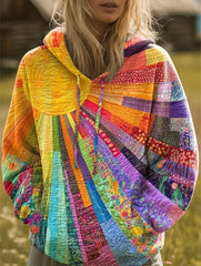 Aurora – Radiant Patchwork Art Hoodie