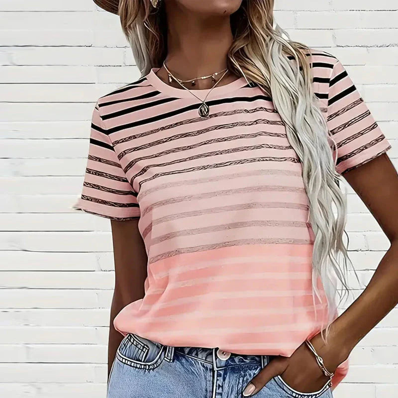 Evelyn – T-Shirt Round Neck Short Sleeve Striped
