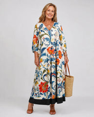 Avenelle | Botanical Scroll Print Everyday Pocket Midi Dress