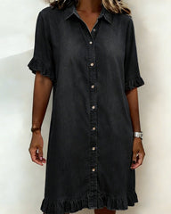 Light Blue Relaxed-Fit Washed Denim Dress