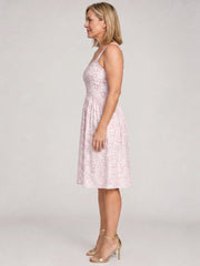 Leneva | Square Neck Floral Print Knee Length Dress