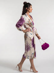 Valentina | Cross Wrap Tie Waist Printed Midi Dress
