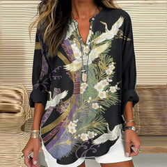Narissa | Elegant Flight Print Blouse