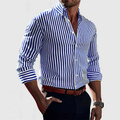 Ethan – Classic Blue Striped Button-Down Shirt