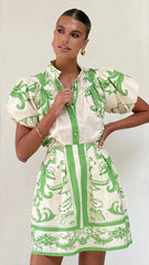 Linen Cocktail Dress Set (Top & Skirt)
