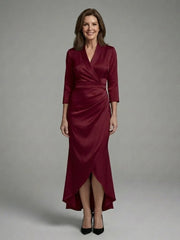 Celestine | Long Sleeve Wrap High Low Midi Dress
