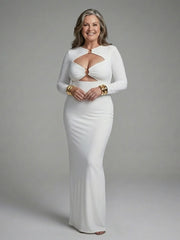 Jessamine | Long Sleeve Cutout High Neck Maxi Dress
