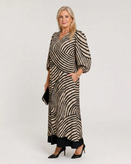 Vimera | Abstract Wave Print Casual Pocket Midi Dress
