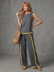 Inara | Sleeveless Top Wide Leg Contrast Pants Set