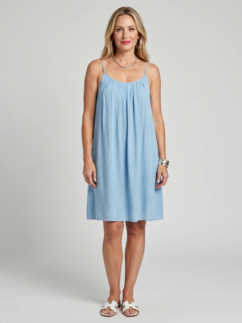 Lysara | Spaghetti Strap Open Back Knee Length Dress