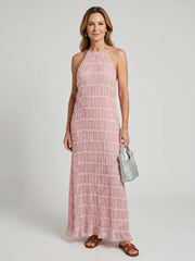 Jolene | Textured Fringe Fitted Silhouette Maxi Dress