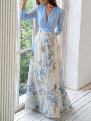 Aurora – Sky Bloom Elegance Maxi Dress