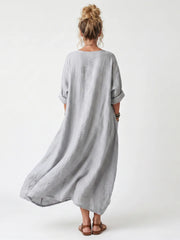 Raina | Contrast Panel Embroidered Oversized Pocket Midi Dress