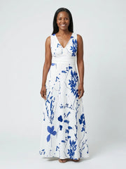 Seraphina | Sleeveless V Neck Floral Maxi Dress