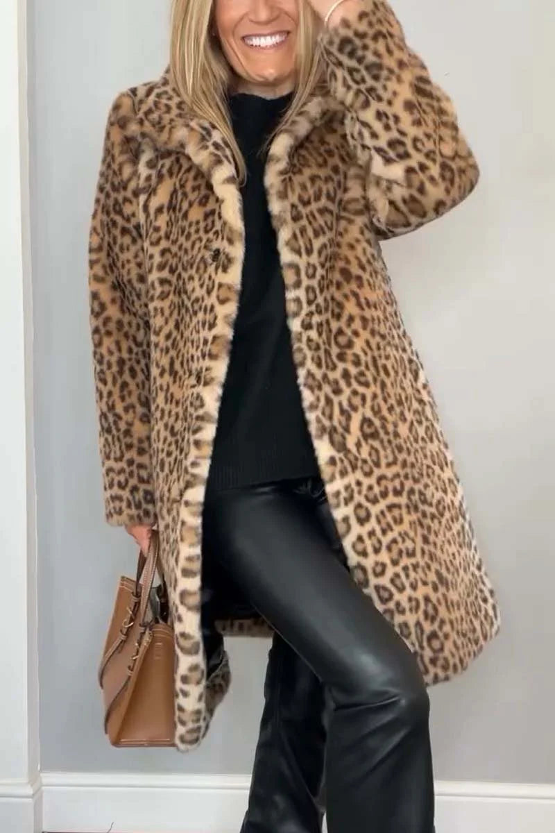 Sabrina – Luxe Leopard Faux Fur Coat