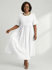 Ciren | Simple Gather Midi Dress