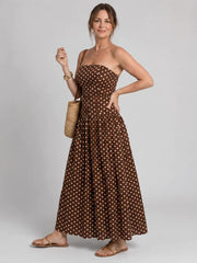 Sorien | Strapless Polka Dot Pattern Midi Dress