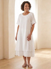 Cressida | Layered Short Sleeve Midi Dress