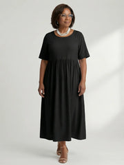 Ciren | Simple Gather Midi Dress