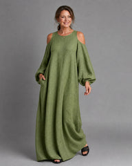Sylphine | Cold Shoulder Balloon Sleeve Relaxed Maxi Dress