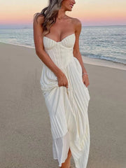 Lillian – Sunset Goddess Pleated Maxi Dress
