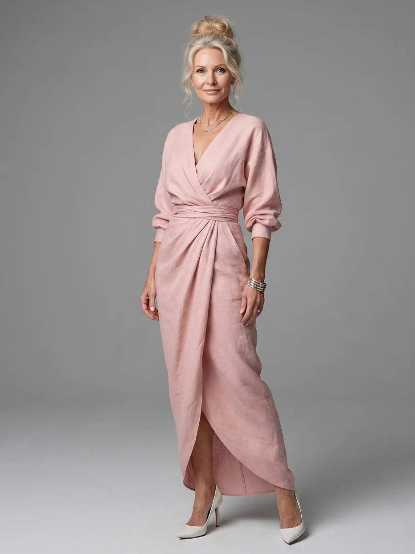 Olympia | Diagonal Drape Maxi Dress