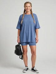 Colette | Short Sleeve Crew Neck Top And Biker Shorts Set