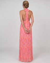 Serah | Pleated Halter Neck Sleeveless Maxi Dress