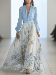 Aurora – Sky Bloom Elegance Maxi Dress