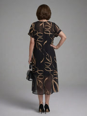 Adria | Short Sleeve Abstract Midi Dress