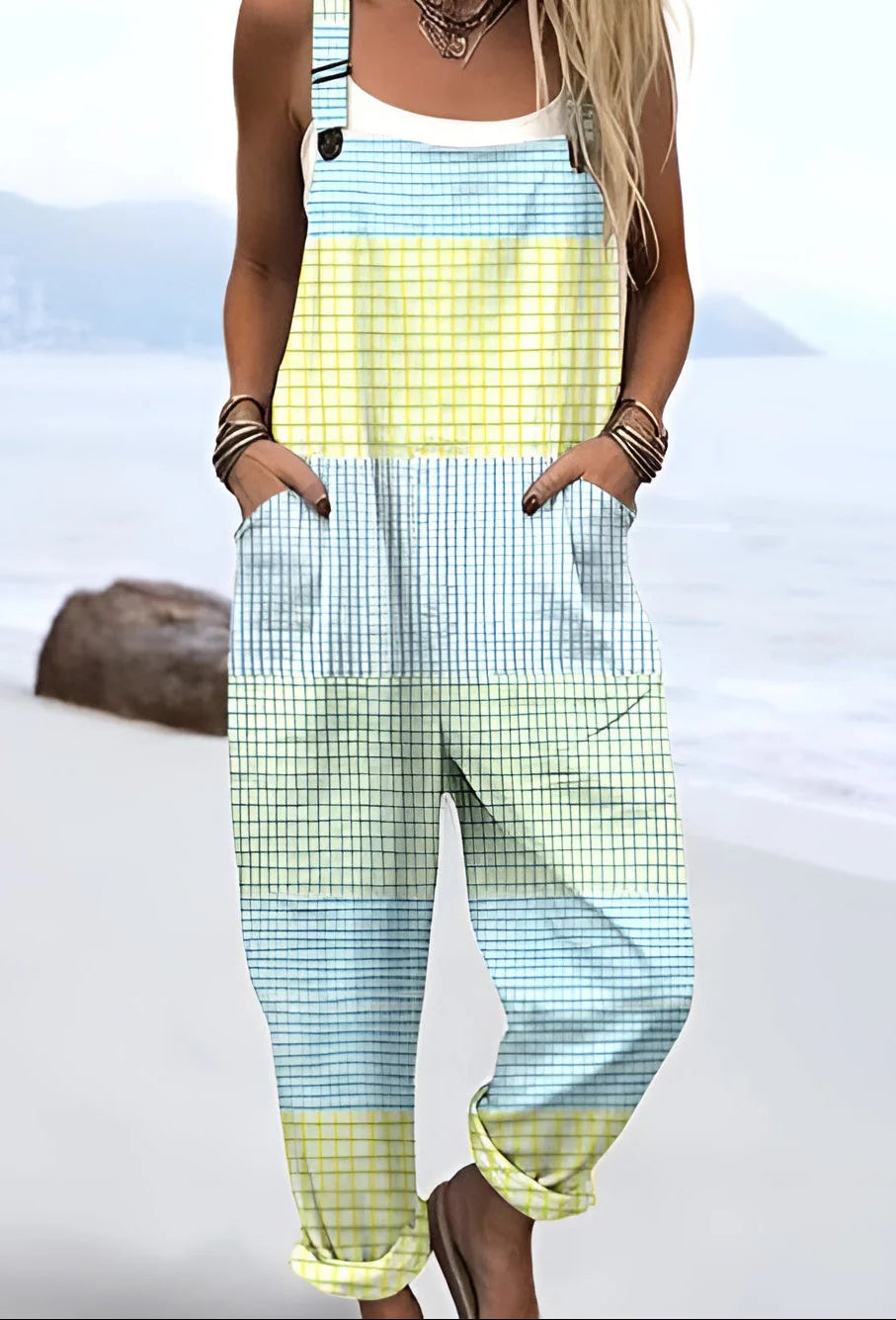 Edith™ | Pastel Grid Overalls
