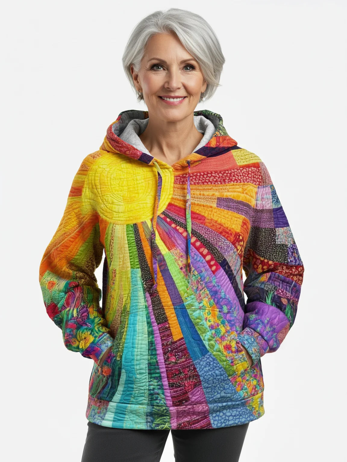 Aurora – Radiant Patchwork Art Hoodie