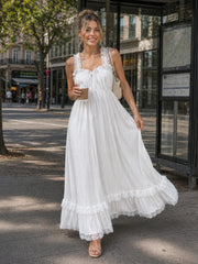 Leach | Sleeveless Ruffle Strap Flowing Skirt Midi Dress