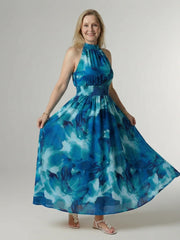Sylin | Gathered Halter Midi Dress