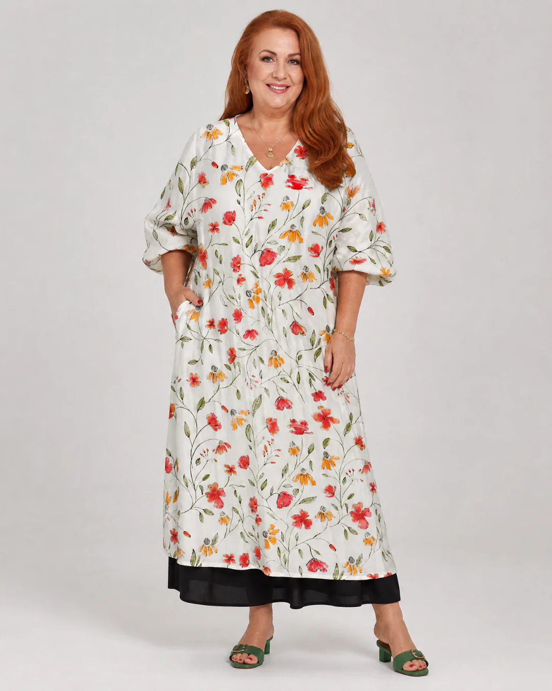 Colesum | Wildflower Print Everyday Swing Midi Dress
