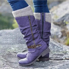 SHEENA – COZY BUCKLED KNEE-HIGH BOOTS