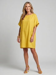 Calliope | Short Sleeve Patch Pockets Knee Length Dress