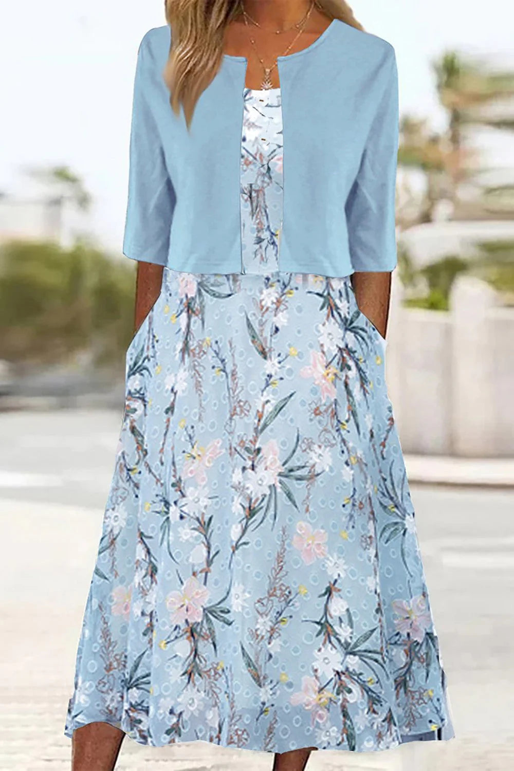 Madison – Elegant Blossom Midi Dress Set