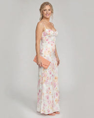 Colia | Soft Floral Strappy Bodycon Maxi Dress