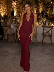 Neverine | Halter Neck Fitted Silhouette Midi Dress