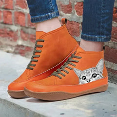 Kelly – Playful Cat High-Top Sneakers