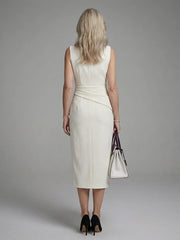 Lunara | Sleeveless Asymmetric Draped Midi Dress