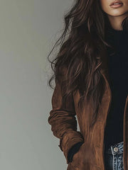 TERESA – Classic Suede Trench Coat With Vintage Flair