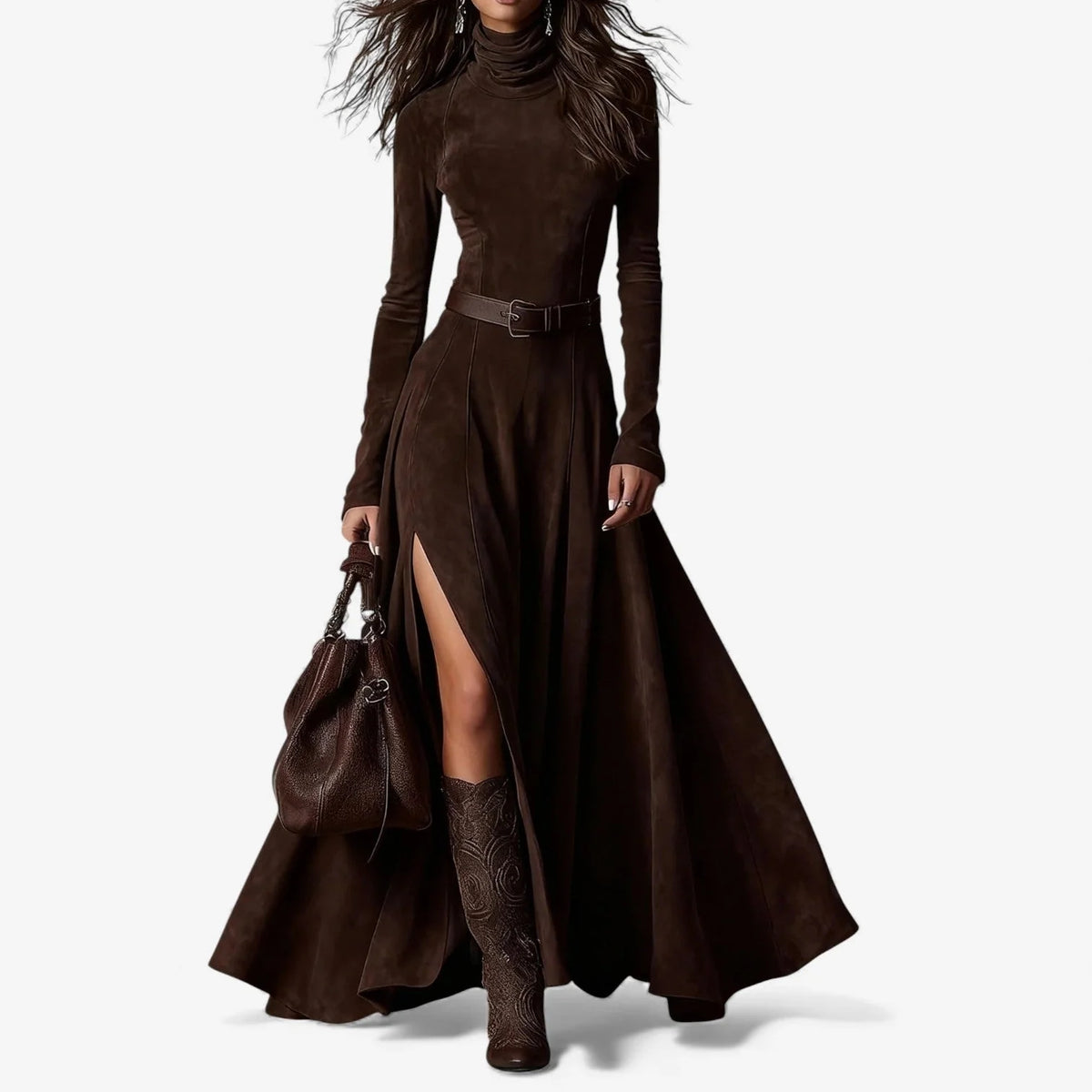 TALLULAH - ELEGANT FLOW HIGH-NECK MAXI DRESS