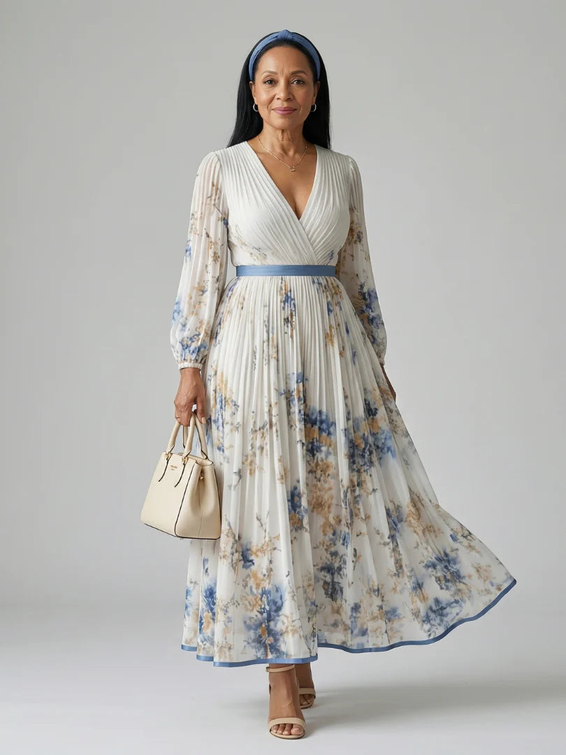 Rielle | Pleated Wrap Midi Dress