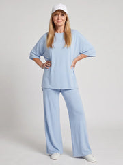Ramse | Short Sleeve Oversized Top And Wide Leg Pants Set