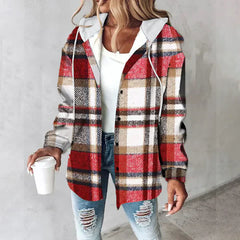 Klea – Laid-Back Plaid Hooded Shirt Jacket