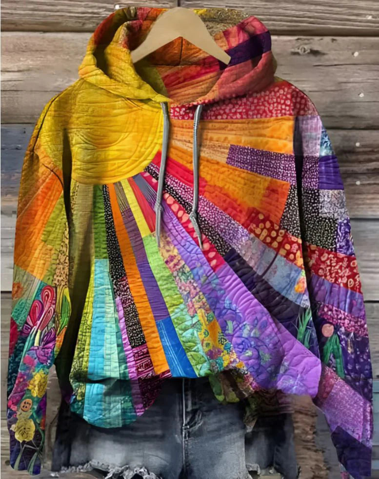 Lillian – Artistic Patchwork Hooded Jacket